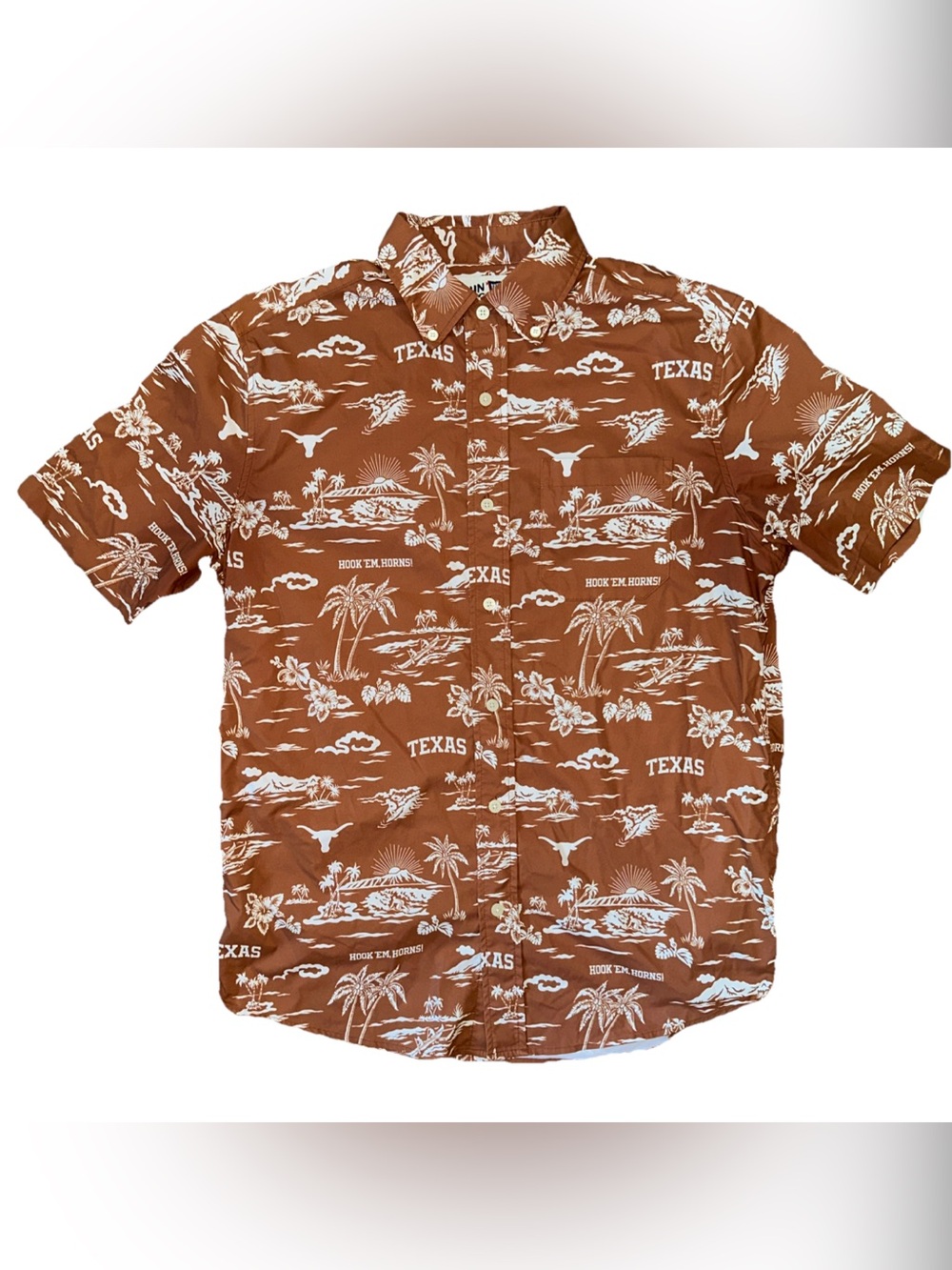 Reyn Spooner University Texas Longhorns Small Button Up Burnt Orange Hook ‘em